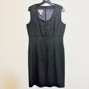 EUC Talbots Dark Grey Sleeveless Midi Sheath Dress Size 12